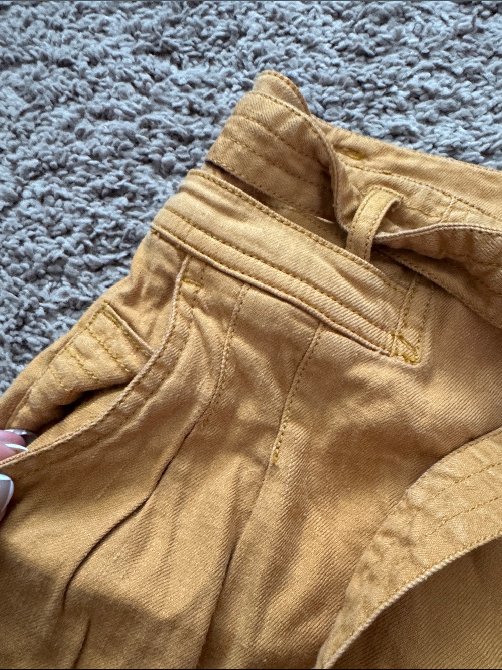 Anthropologie High-Waist Wide Leg Tie Belt Pants - Mustard Yellow - Picture 3 of 6